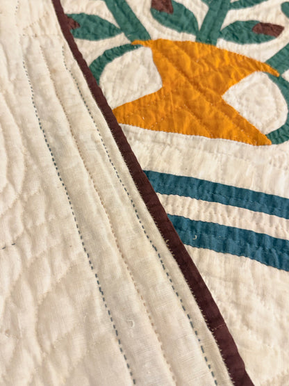 Folk Art Southern Basket of Flowers Quilt