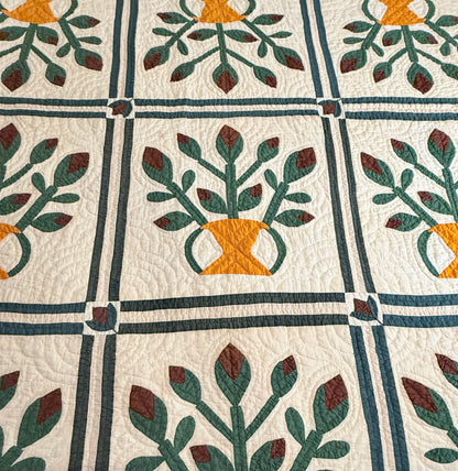 Folk Art Southern Basket of Flowers Quilt