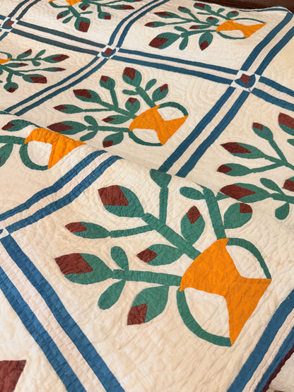 Folk Art Southern Basket of Flowers Quilt