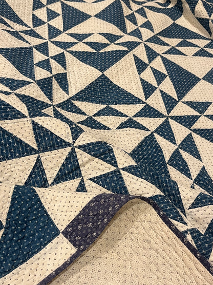 Corn and Beans Quilt in Blues