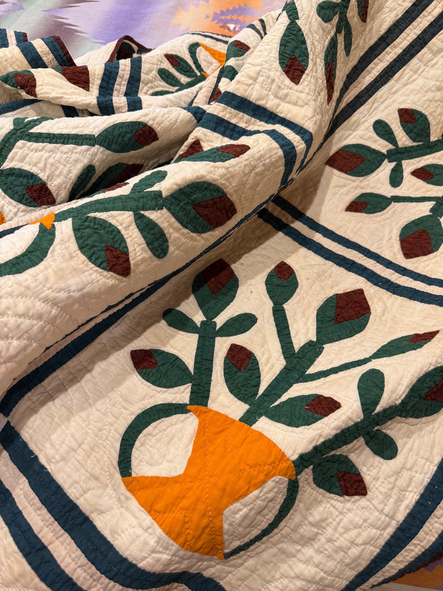 Folk Art Southern Basket of Flowers Quilt