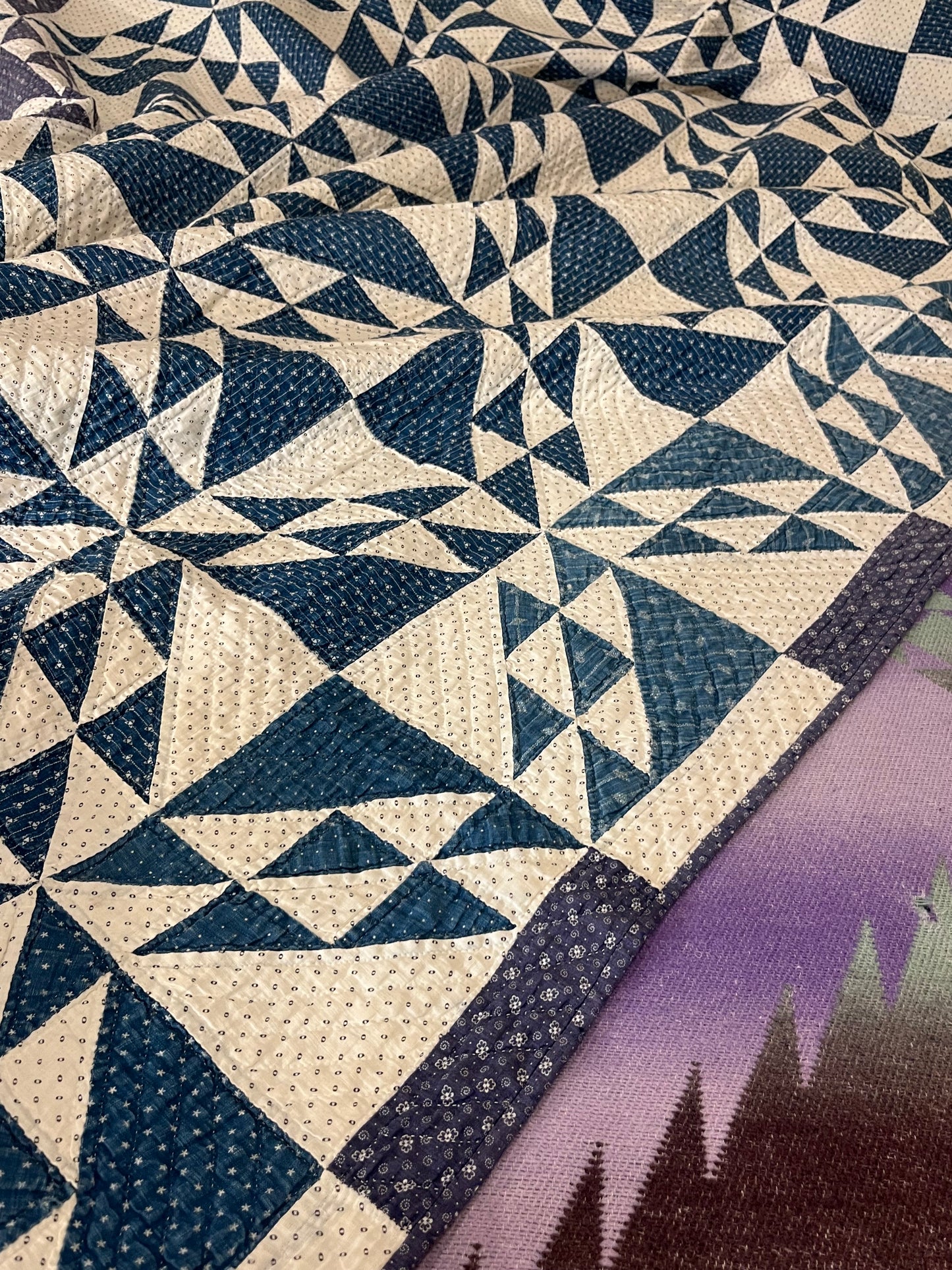 Corn and Beans Quilt in Blues