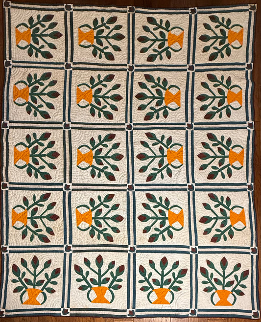 Folk Art Southern Basket of Flowers Quilt