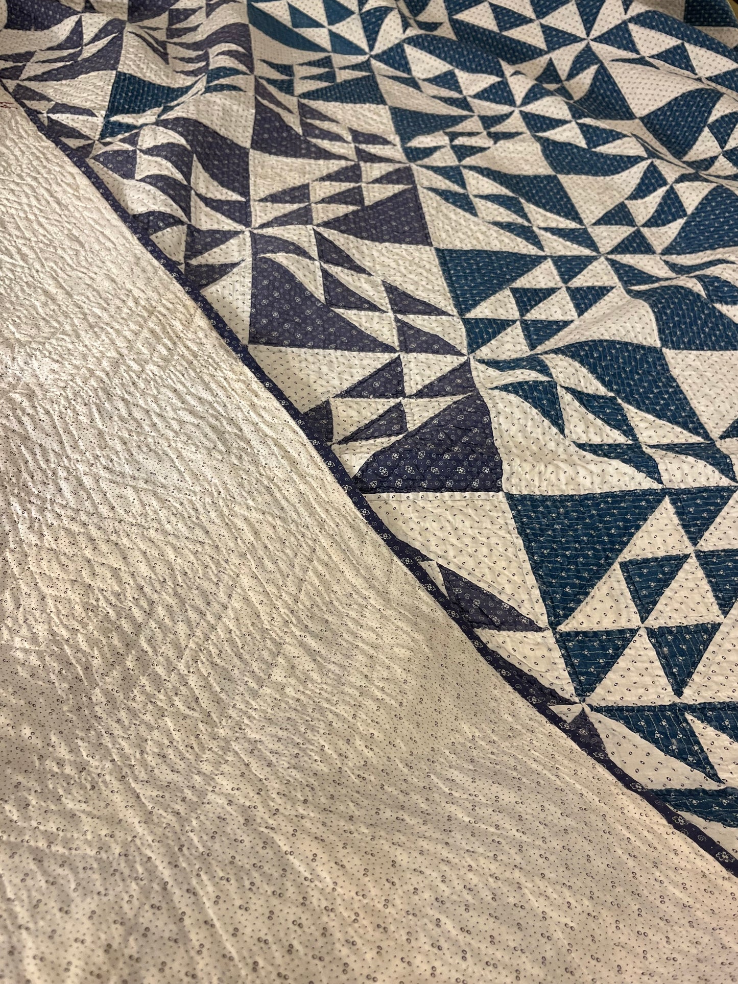 Corn and Beans Quilt in Blues