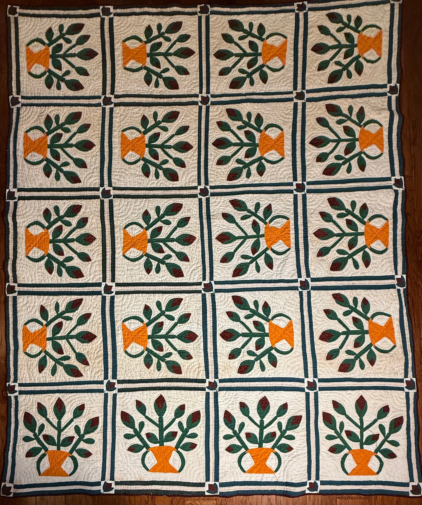 Folk Art Southern Basket of Flowers Quilt