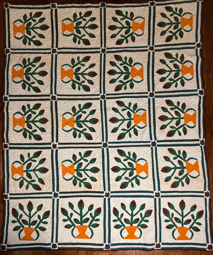 Folk Art Southern Basket of Flowers Quilt