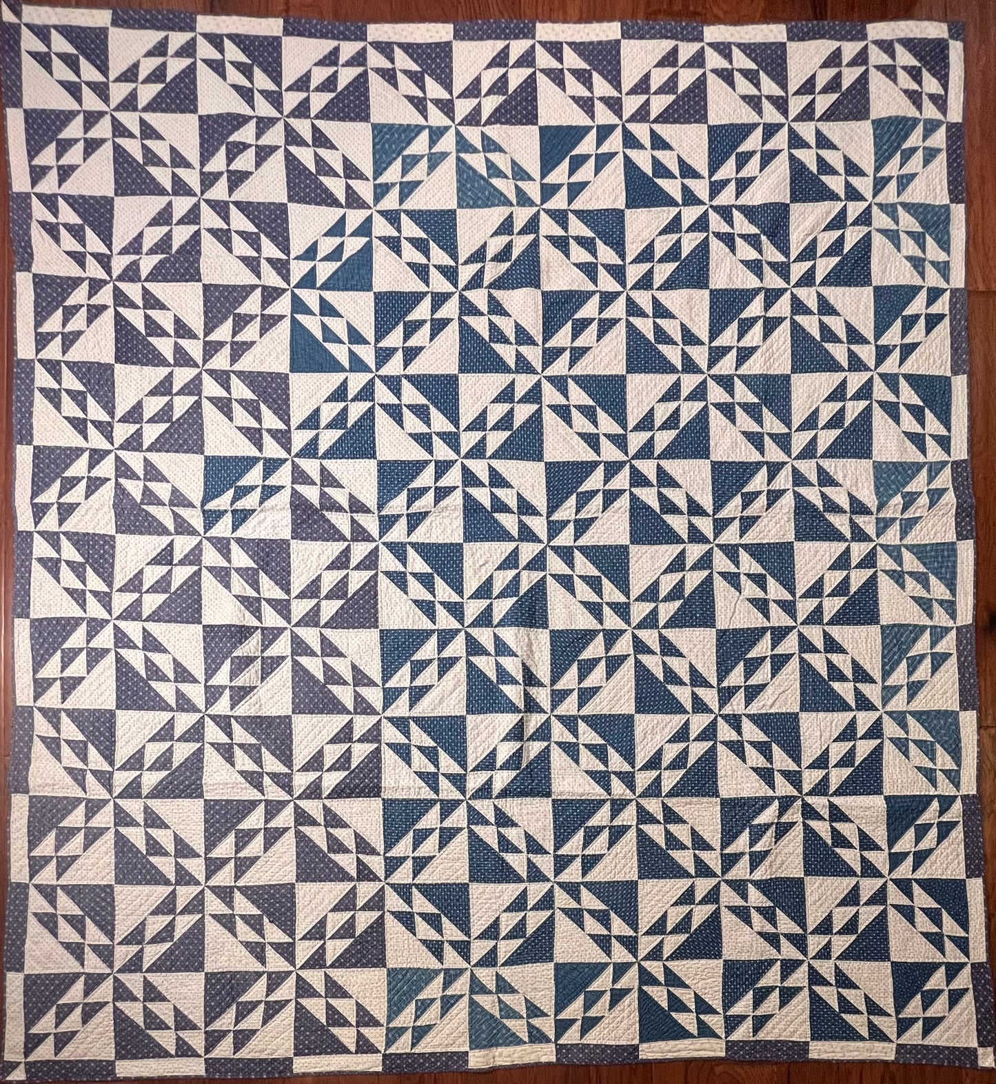 Corn and Beans Quilt in Blues