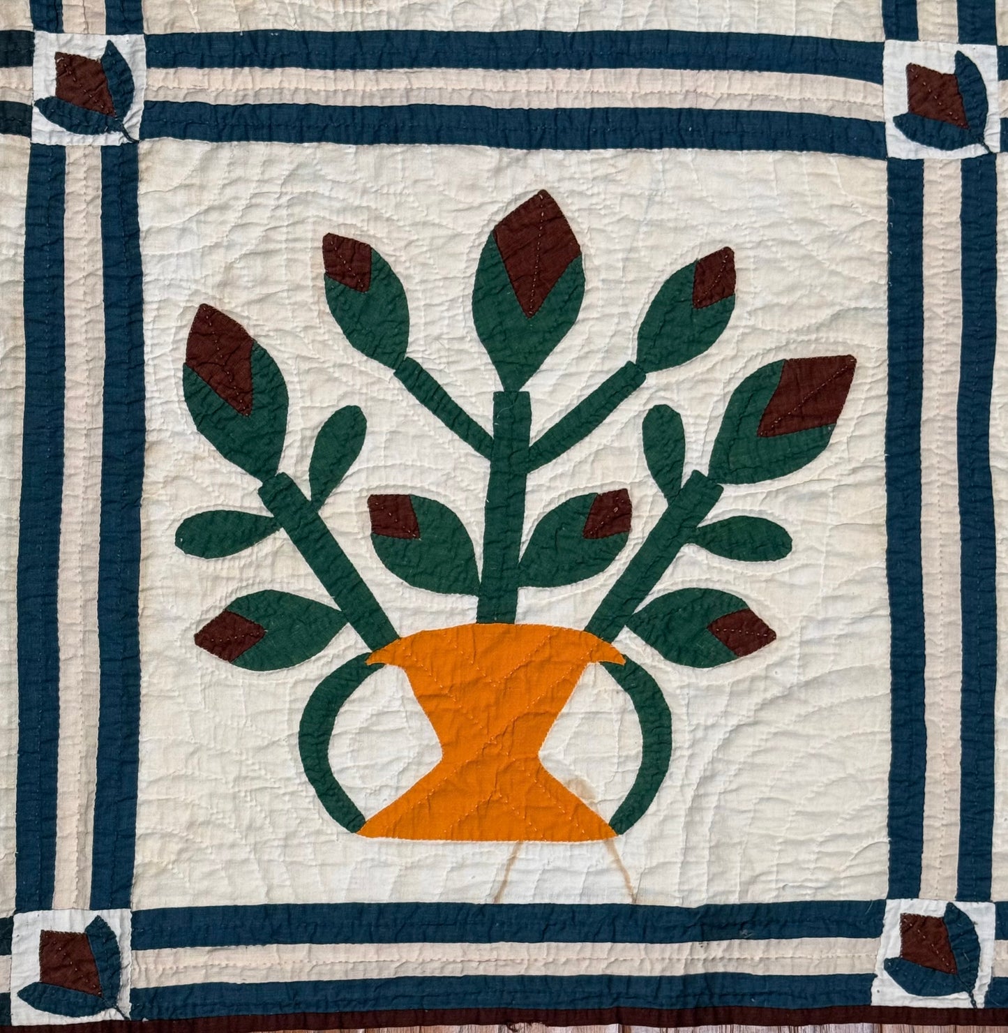 Folk Art Southern Basket of Flowers Quilt