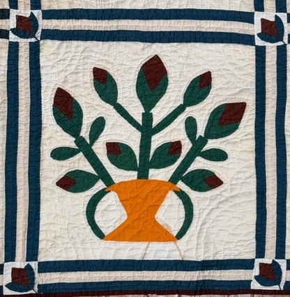Folk Art Southern Basket of Flowers Quilt