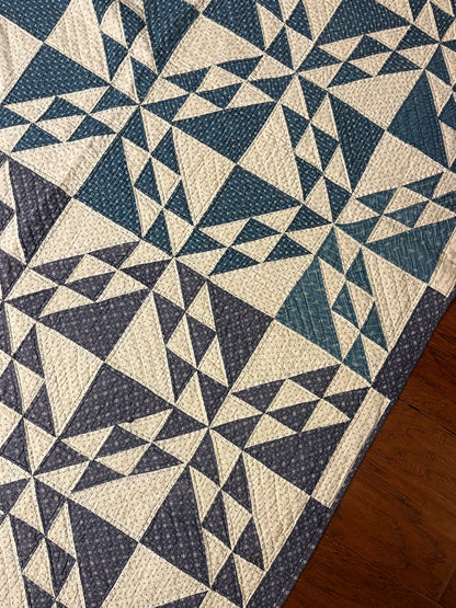 Corn and Beans Quilt in Blues