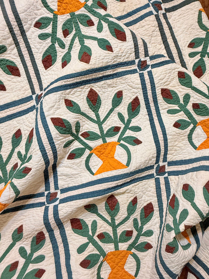 Folk Art Southern Basket of Flowers Quilt