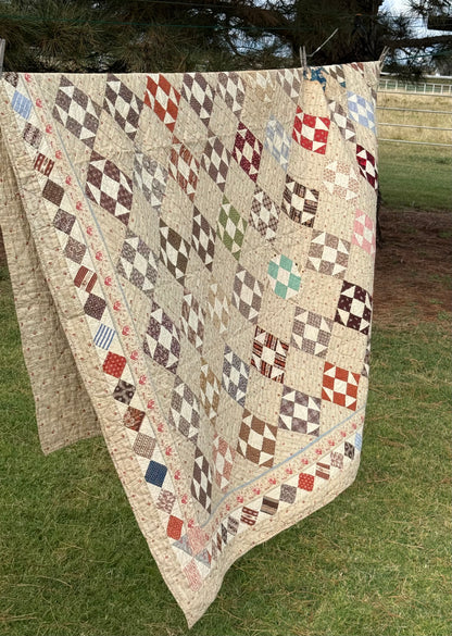 Early Shoofly Quilt with Blocks Border