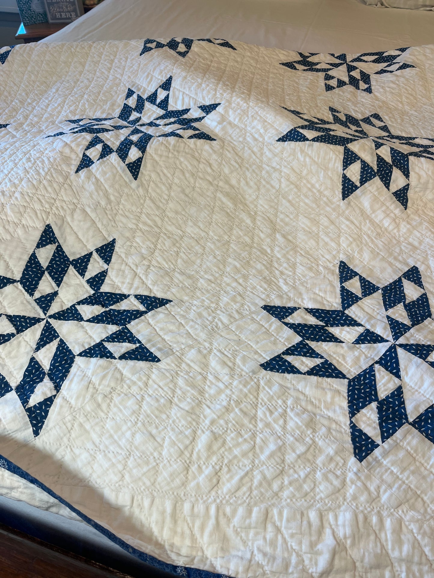 Blue and White Star of Triangles Quilt