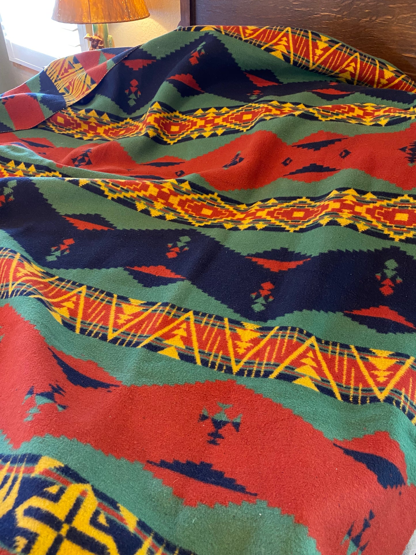 Handsome Beacon Indian Camp Blanket- red, green, blue, yellow