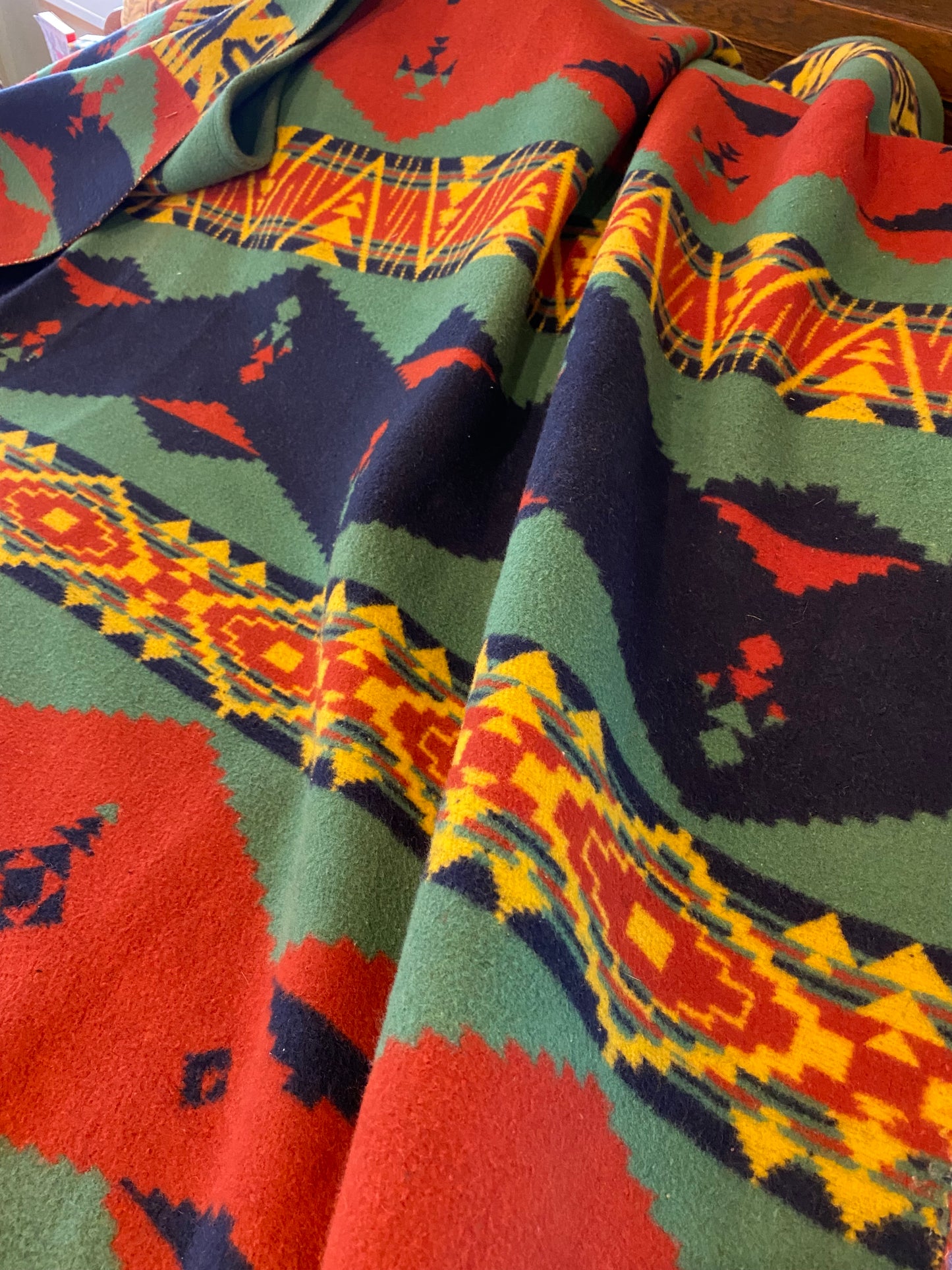 Handsome Beacon Indian Camp Blanket- red, green, blue, yellow