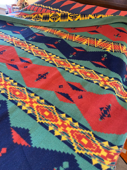 Handsome Beacon Indian Camp Blanket- red, green, blue, yellow