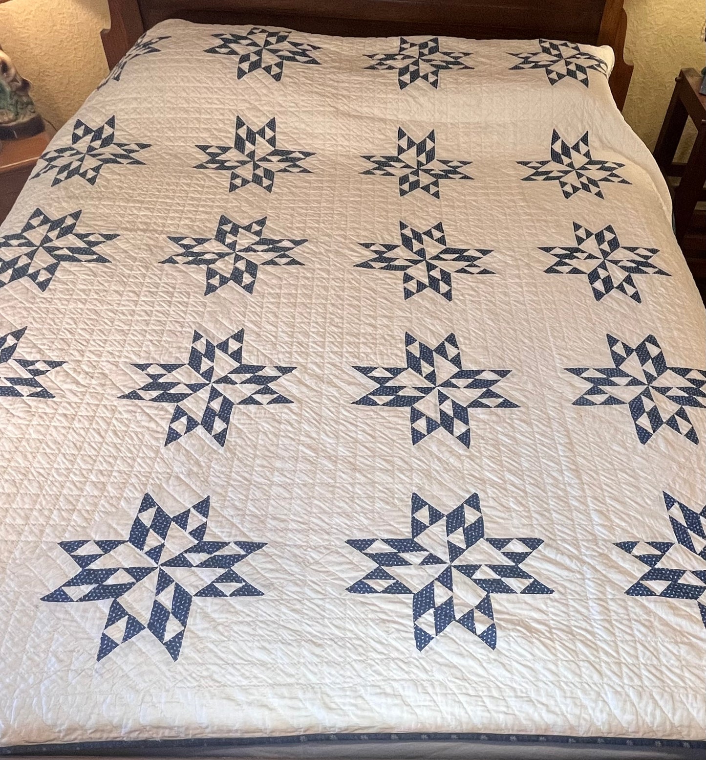 Blue and White Star of Triangles Quilt