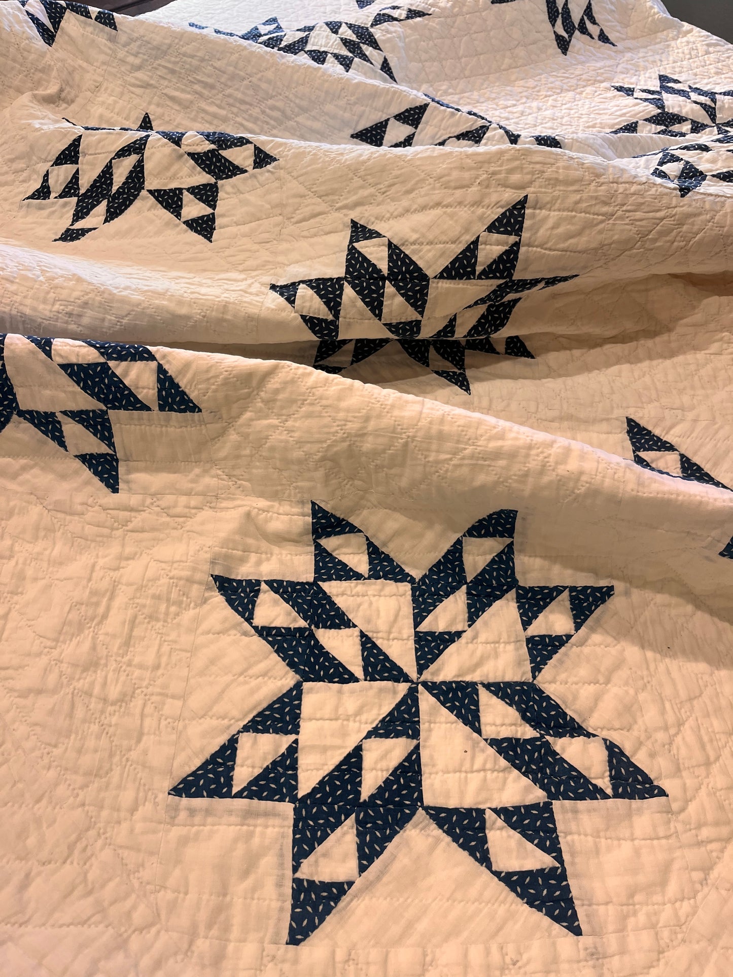 Blue and White Star of Triangles Quilt