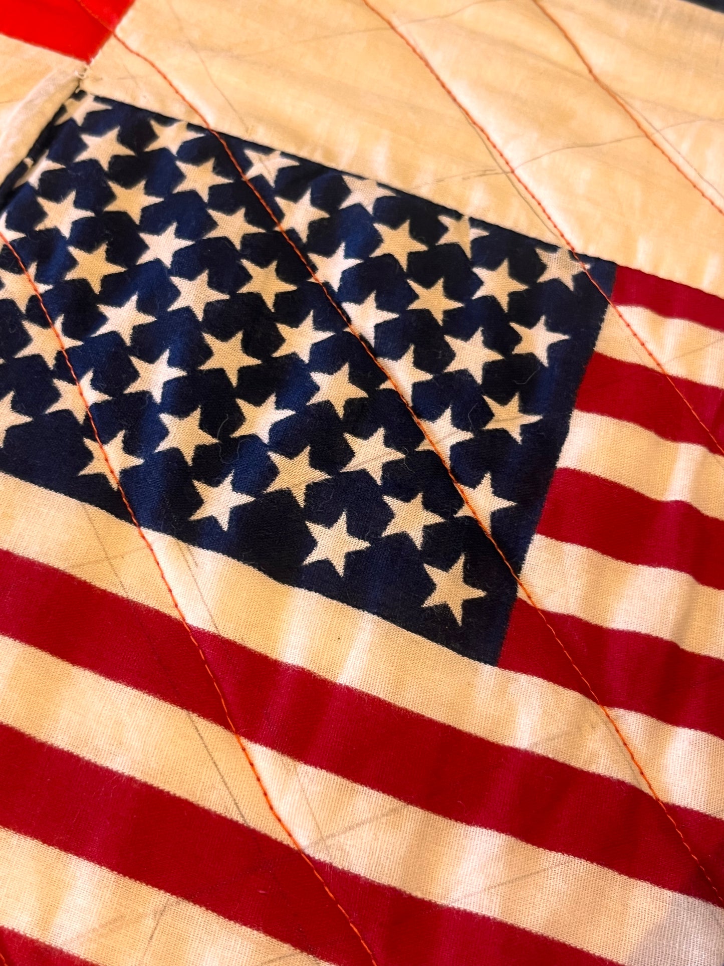 American Vintage Bicentennial Flag Quilt with Border
