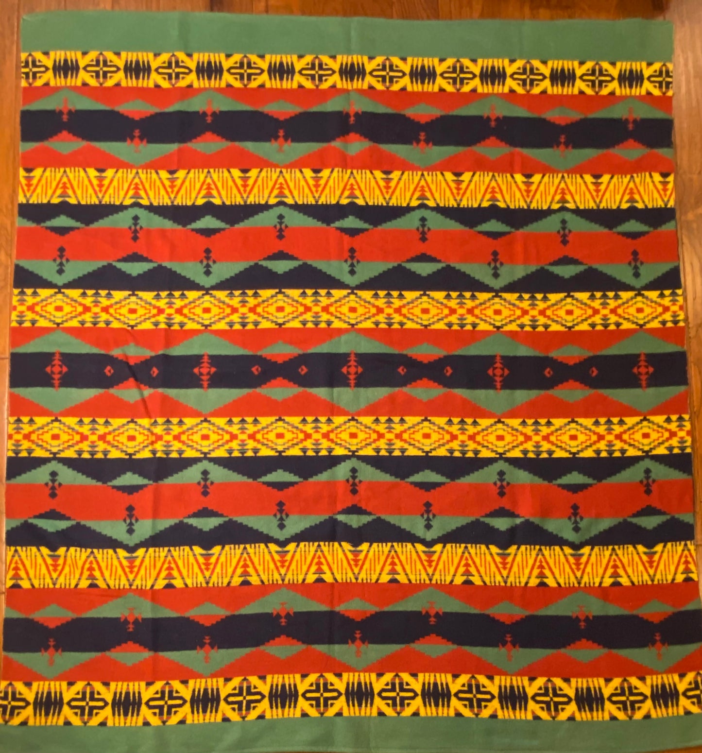 Handsome Beacon Indian Camp Blanket- red, green, blue, yellow