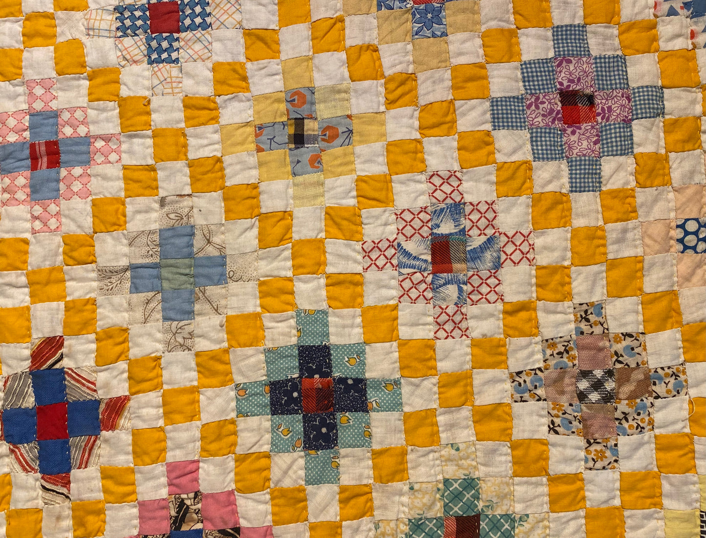 Miniature Scale Blocks of Patchwork with Medallion Center Quilt -SOLD