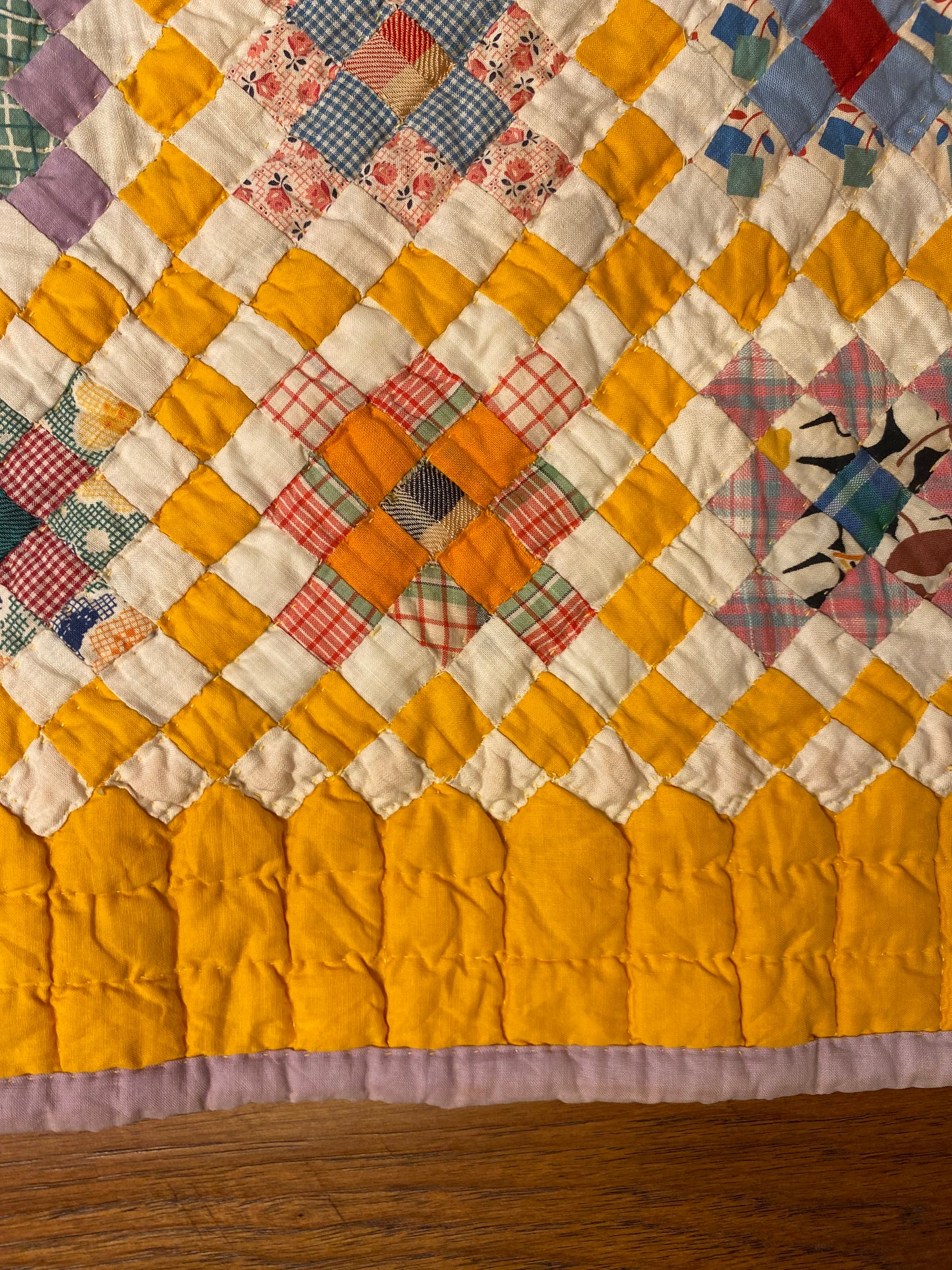 Miniature Scale Blocks of Patchwork with Medallion Center Quilt -SOLD