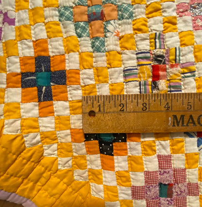 Miniature Scale Blocks of Patchwork with Medallion Center Quilt -SOLD