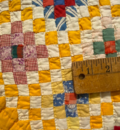 Miniature Scale Blocks of Patchwork with Medallion Center Quilt -SOLD