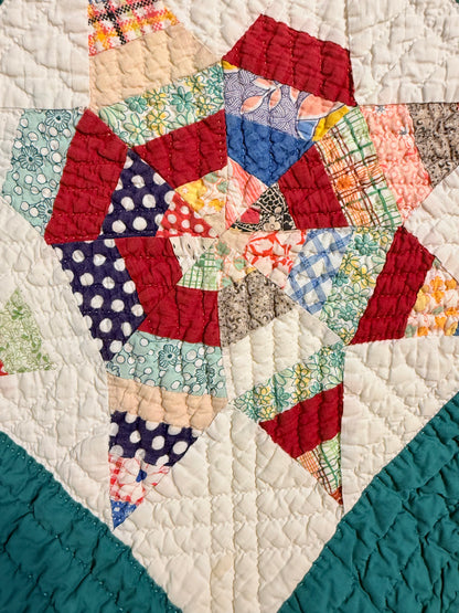 Colorful Scrappy String Stars Quilt