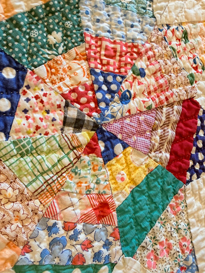 Colorful Scrappy String Stars Quilt