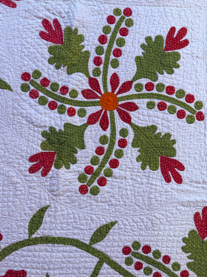 Oak-leaf and Berries Applique Quilt with Border