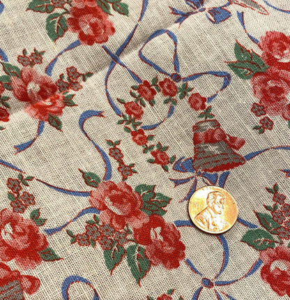 Vintage Feedsack…Roses and Bells