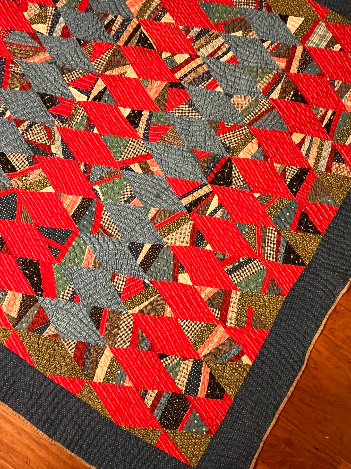 Scrappy String Unique Diamonds Country Quilt