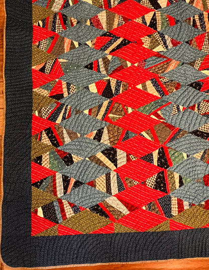Scrappy String Unique Diamonds Country Quilt