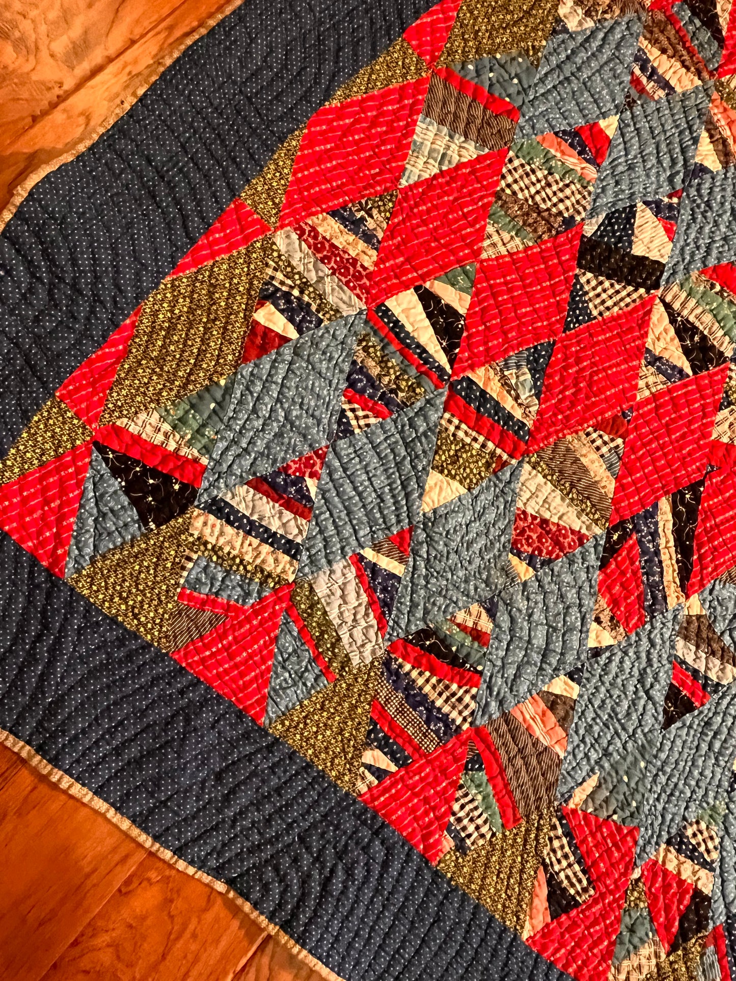 Scrappy String Unique Diamonds Country Quilt