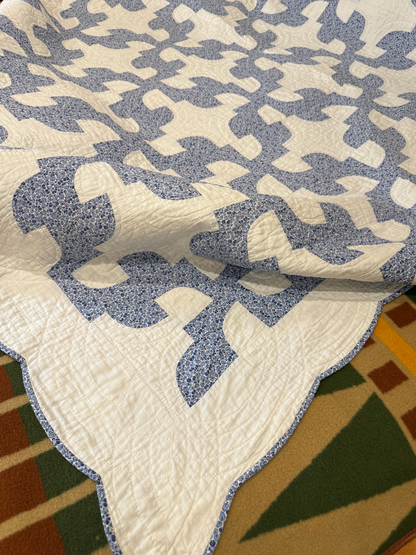 Fantastic Pair of Drunkards Paths Quilts, 2 of them one price