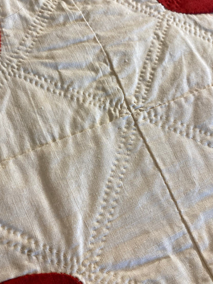 Red and White Drunkards Path Quilt