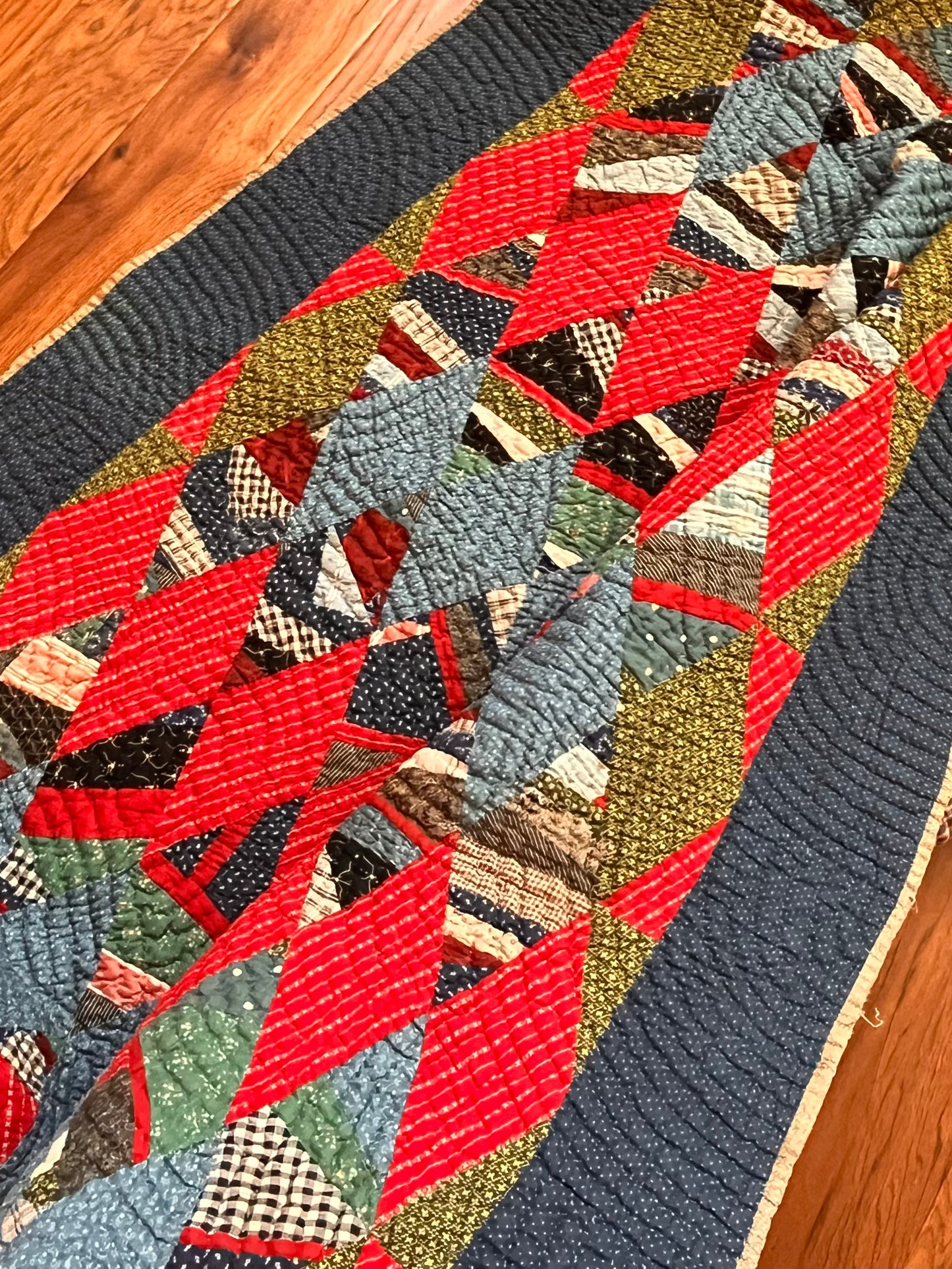 Scrappy String Unique Diamonds Country Quilt