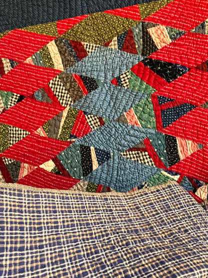 Scrappy String Unique Diamonds Country Quilt