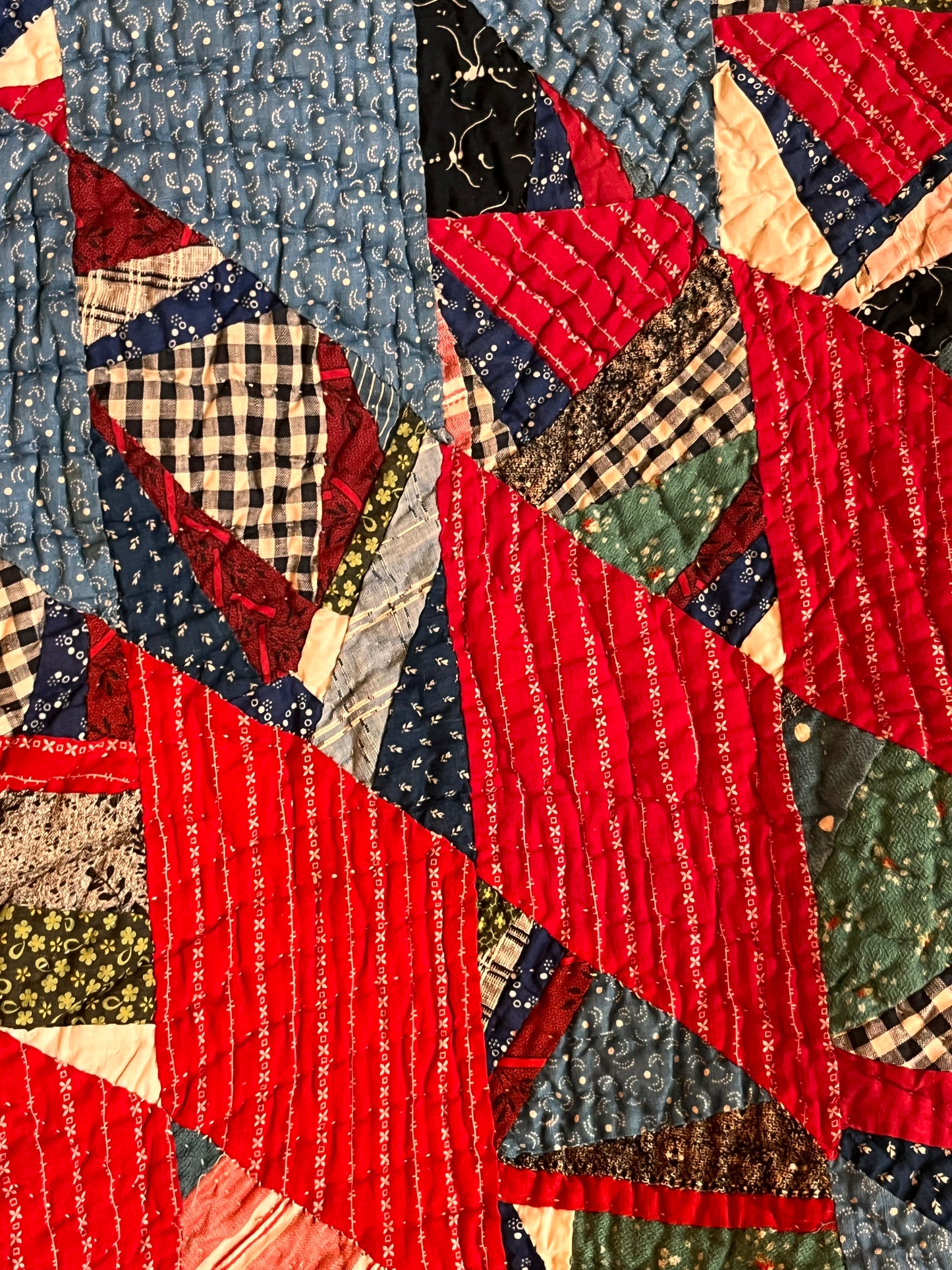 Scrappy String Unique Diamonds Country Quilt
