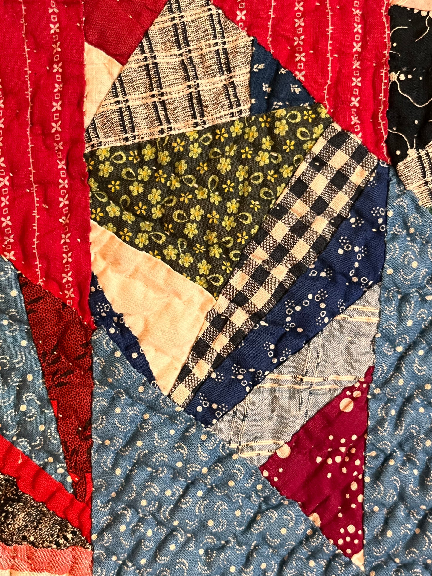 Scrappy String Unique Diamonds Country Quilt