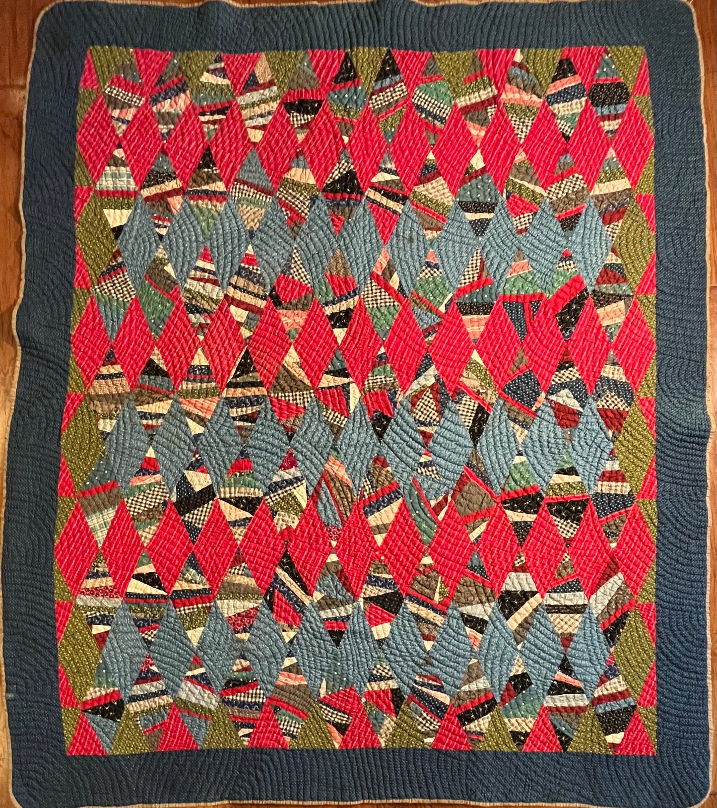 Scrappy String Unique Diamonds Country Quilt