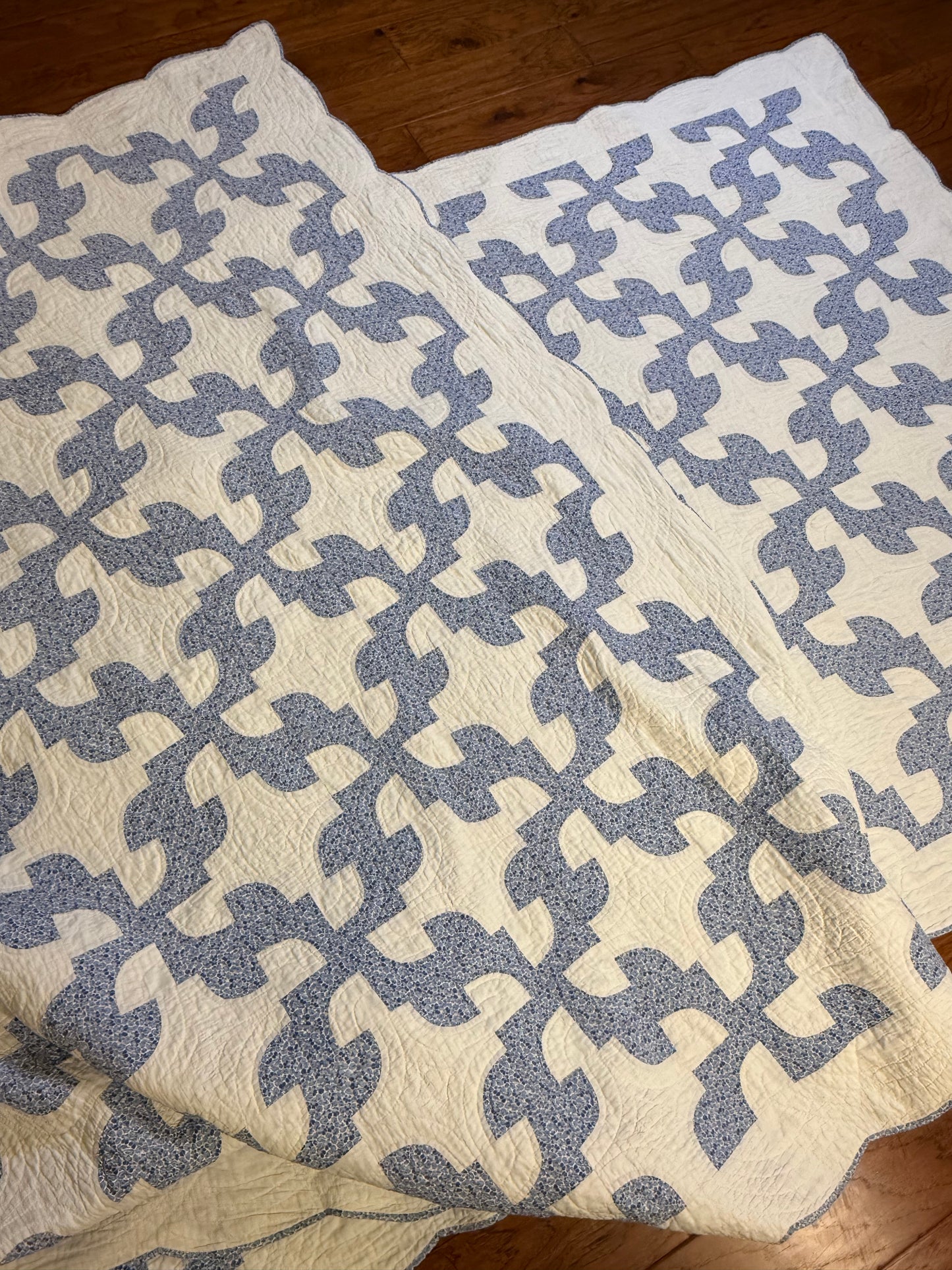 Fantastic Pair of Drunkards Paths Quilts, 2 of them one price