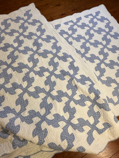 Fantastic Pair of Drunkards Paths Quilts, 2 of them one price