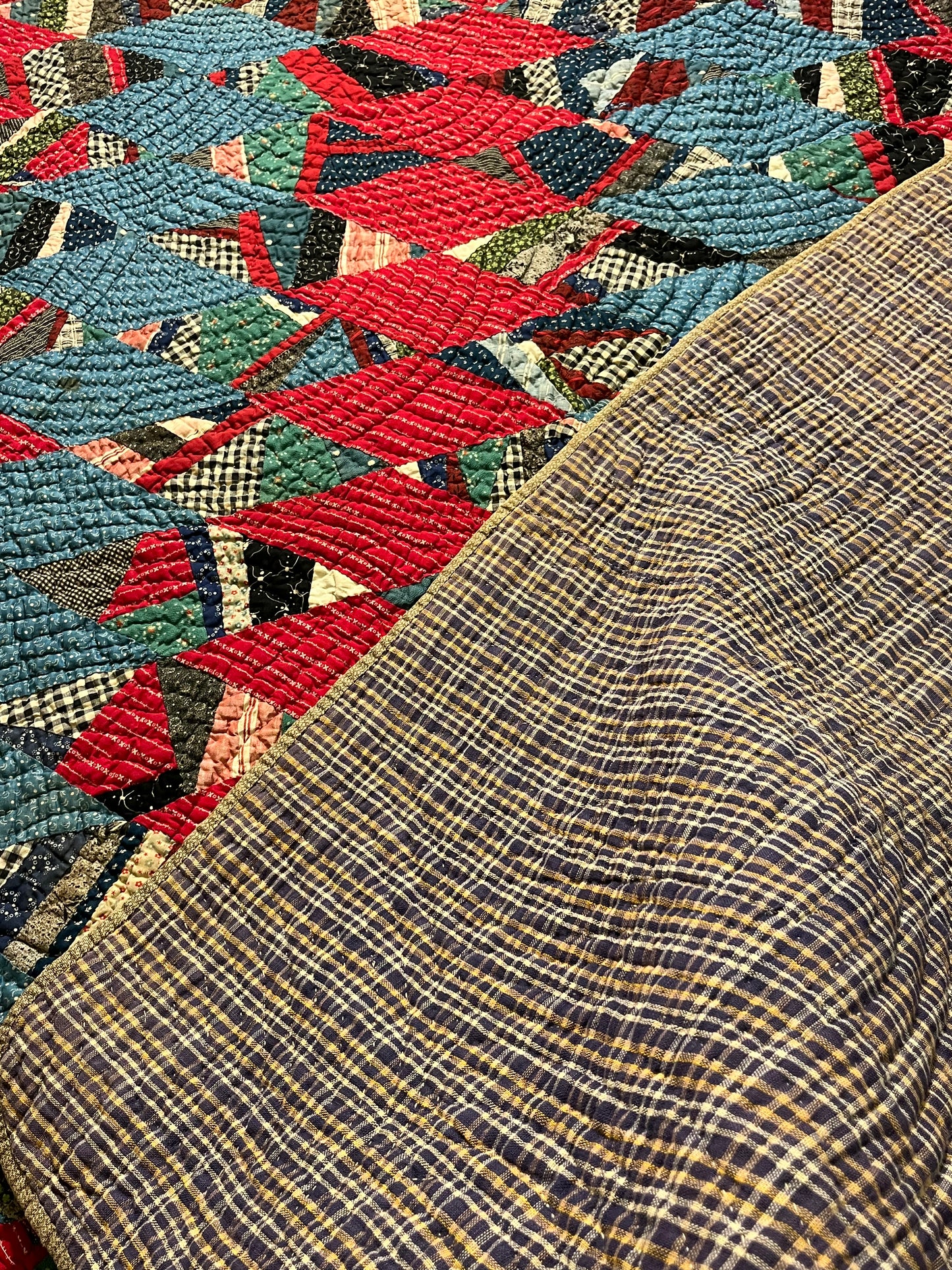 Scrappy String Unique Diamonds Country Quilt