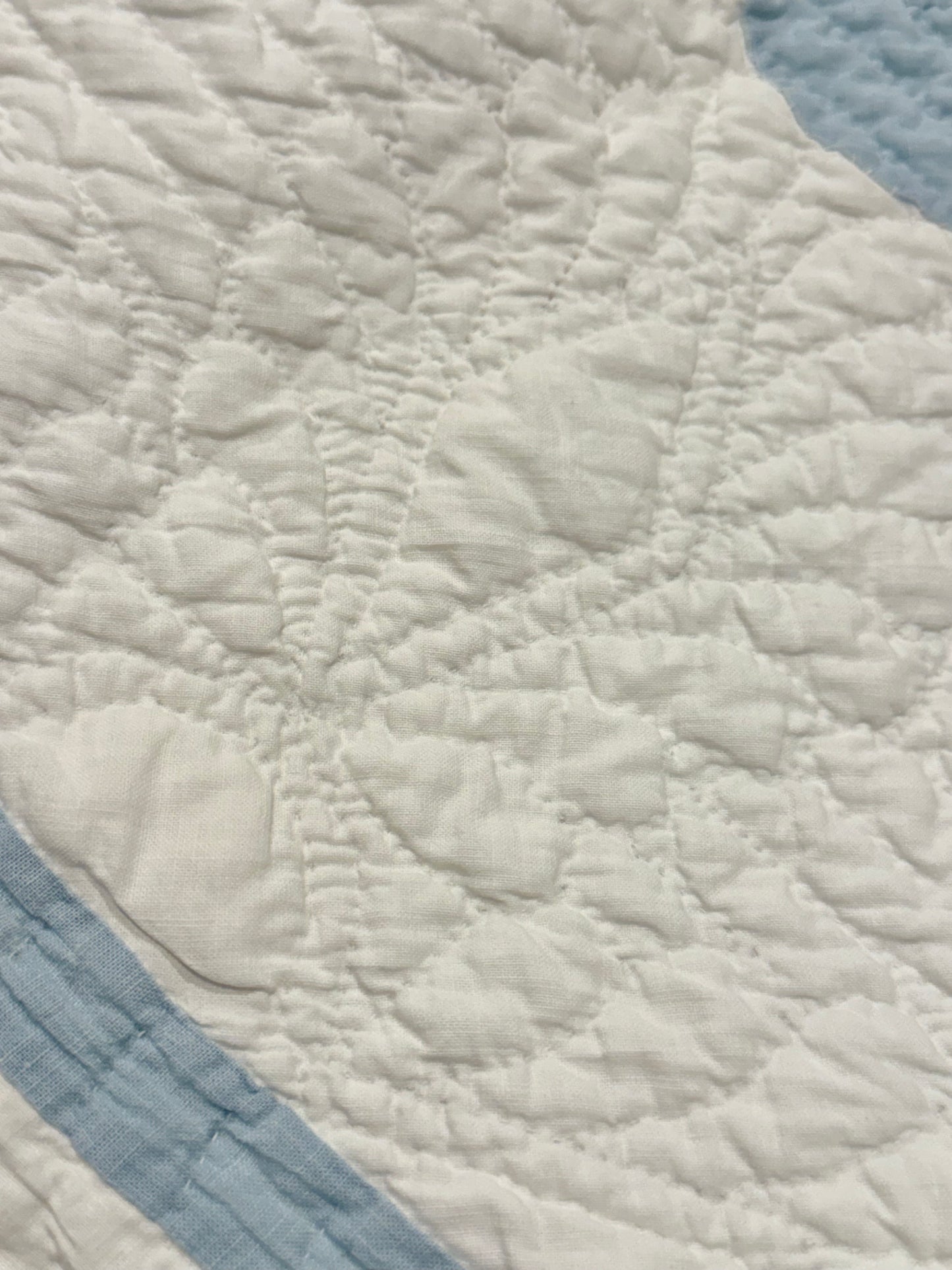 Comfy Drunkards Path Blue White Quilt