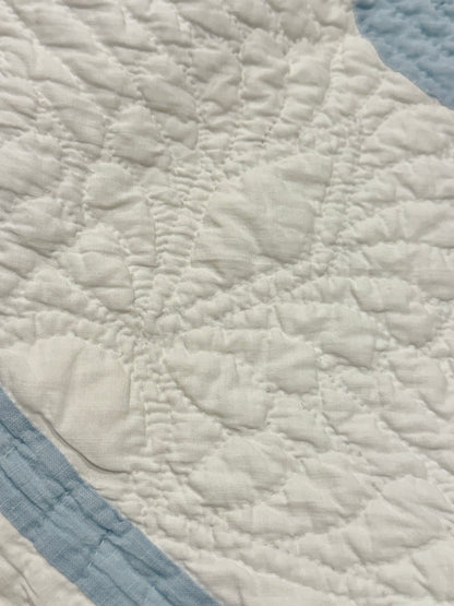 Comfy Drunkards Path Blue White Quilt