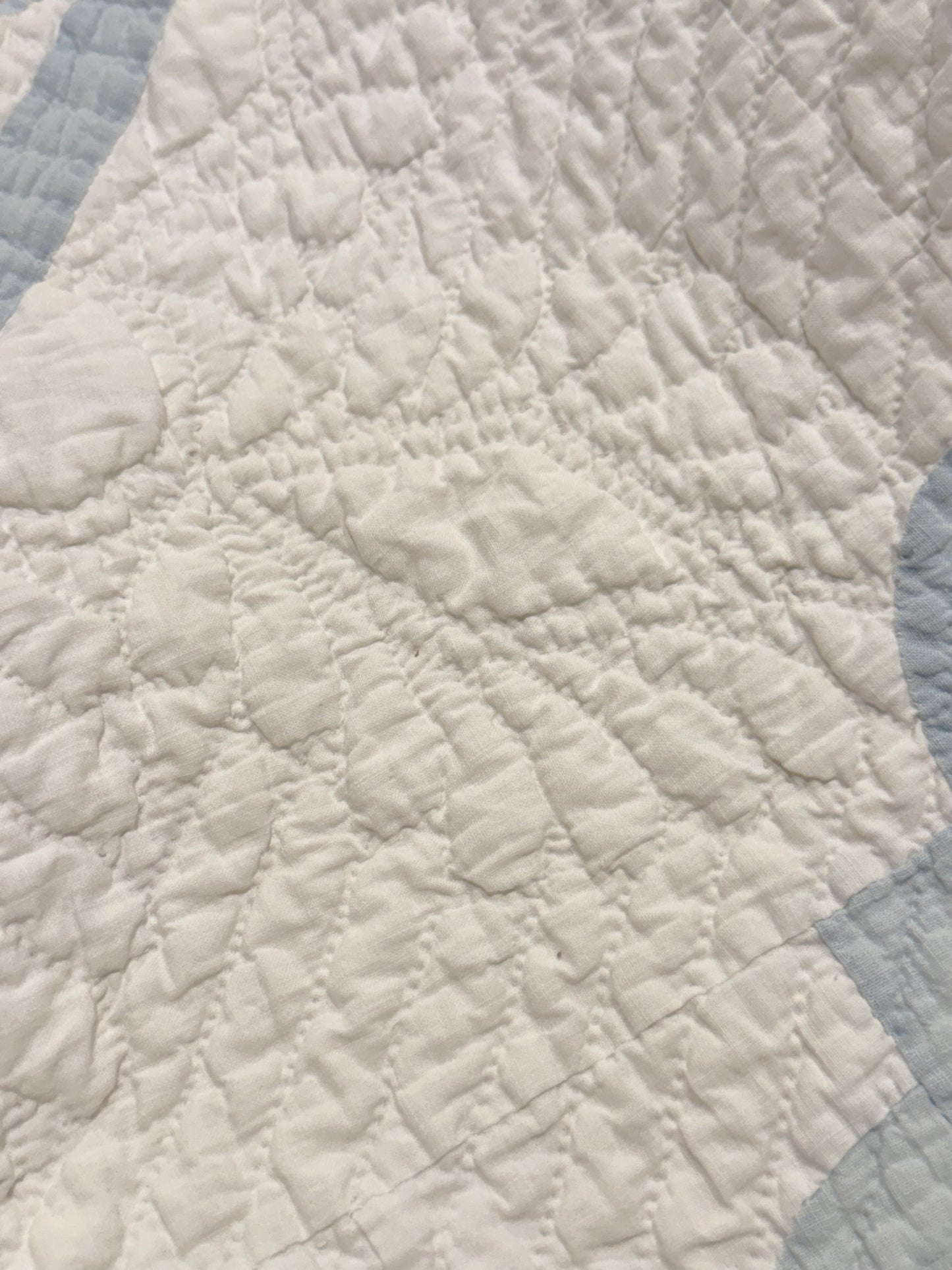Comfy Drunkards Path Blue White Quilt