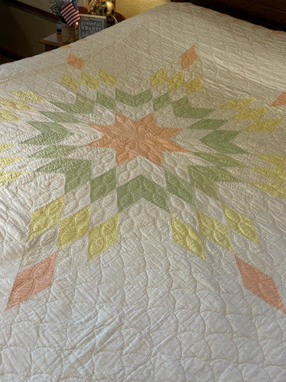Detailed Lone Star Quilt with Border