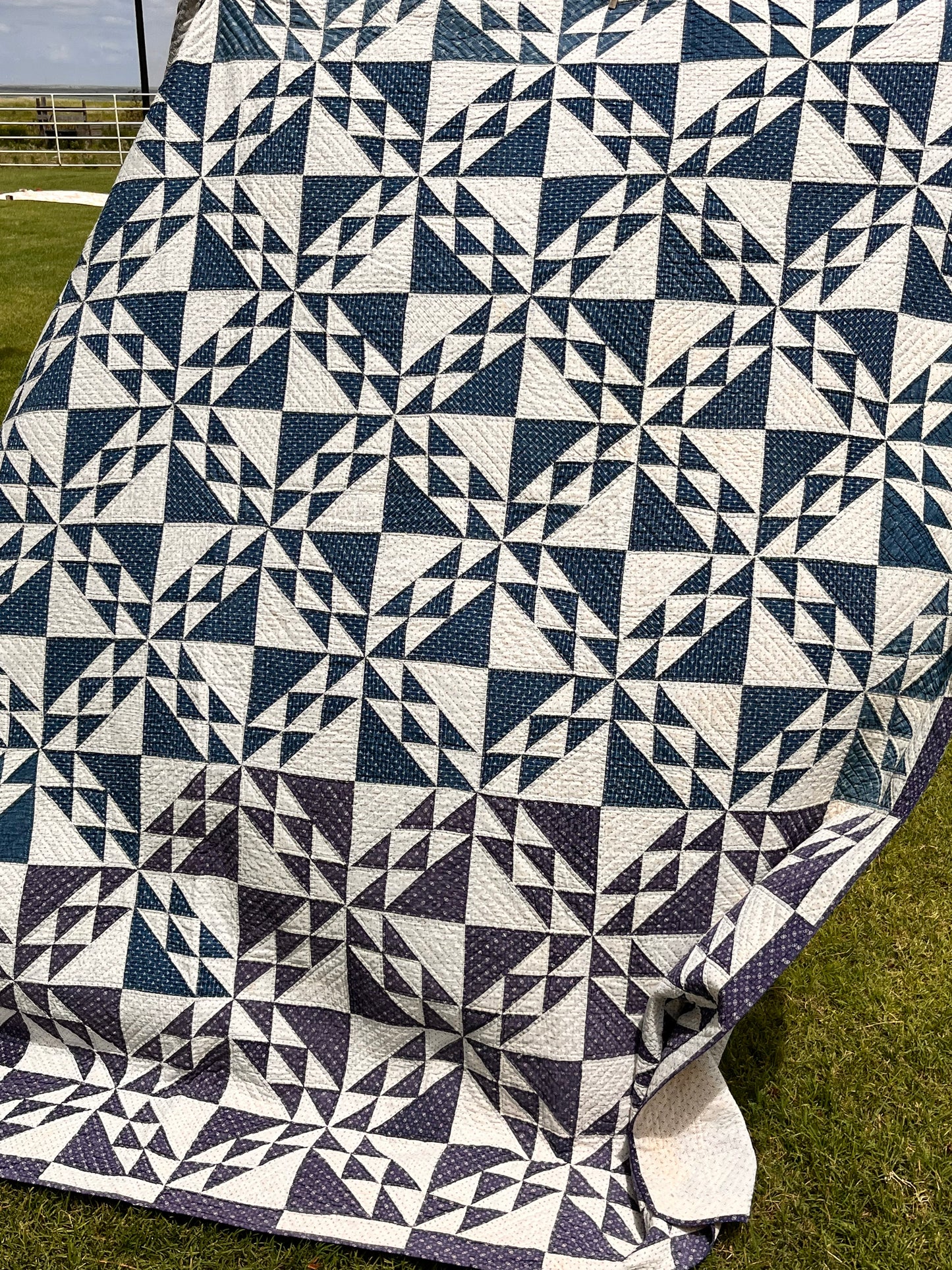 Corn and Beans Quilt in Blues